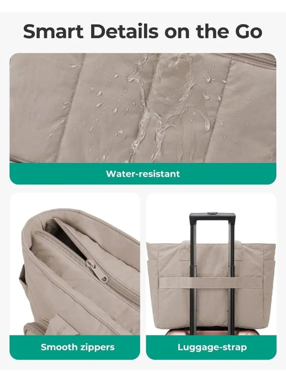 Stylish Quilted Tote Bag Set for Women | 15.6'' Laptop & Work Travel, 20L